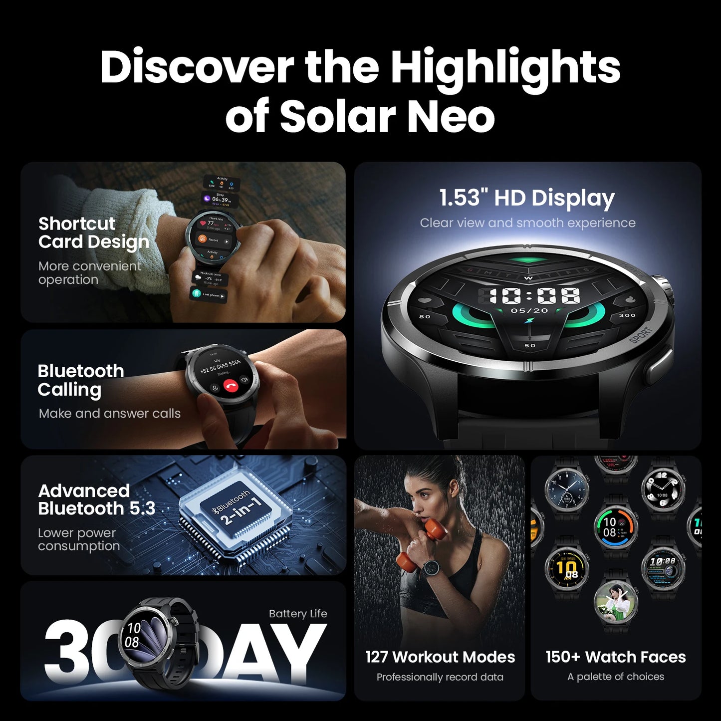 Reloj Inteligente Solar Neo